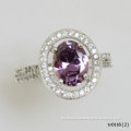 Fashion 925 Sterling Silver Adjustable Ring With Purple CZ Stone Jewelry